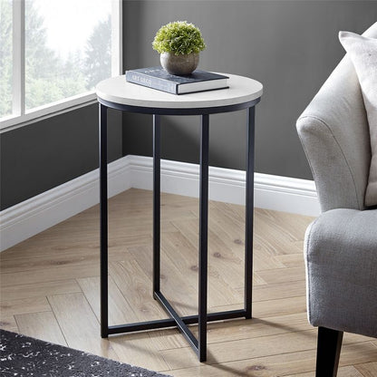 Deco Circular Side Table Black & White