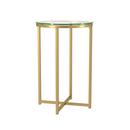 Deco Circular Side Table Metal & Glass Gold