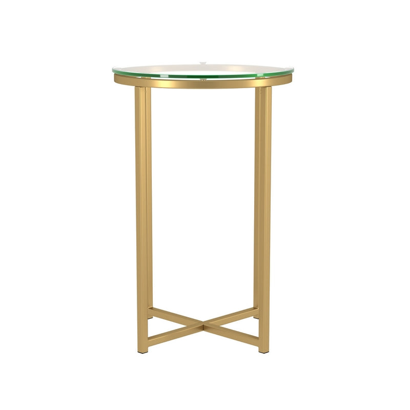 Deco Circular Side Table Metal & Glass Gold