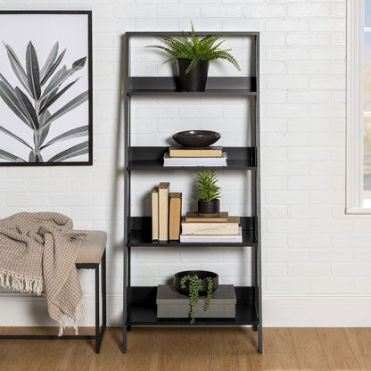 Ladder Tall Bookcase Black 4 Shelves