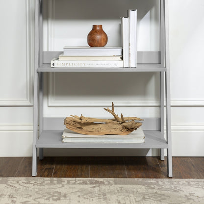 Ladder Tall Bookcase Grey 4 Shelves