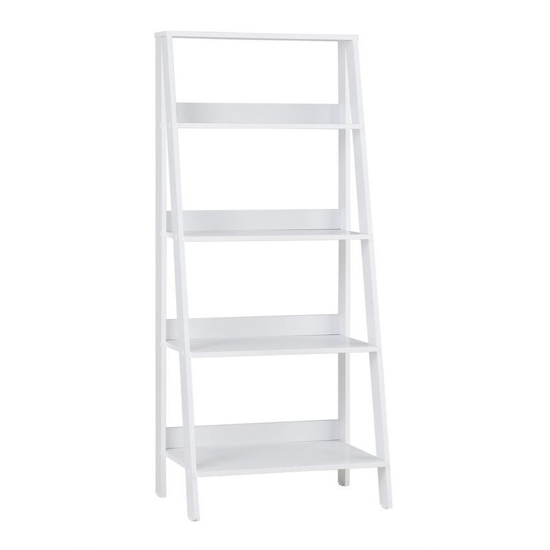 Ladder Tall Bookcase White 4 Shelves