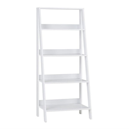 Ladder Tall Bookcase White 4 Shelves