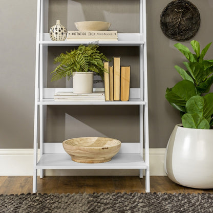 Ladder Tall Bookcase White 4 Shelves