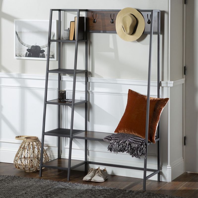 Rustic Tall Shelving Unit Black 5 Shelves