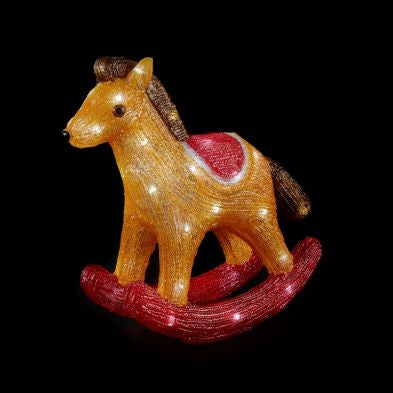 Acrylic Rocking Horse Christmas Light 40 White LED - 32cm