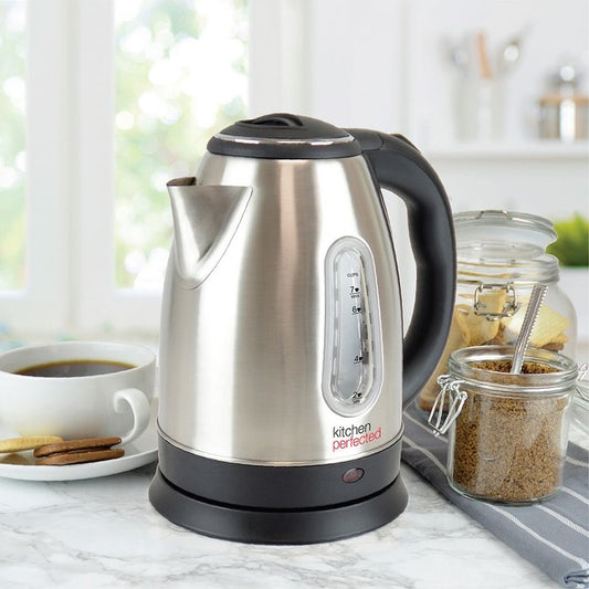 Cordless Kettle 1.7L Brushed Steel - Fast Boil 3000W