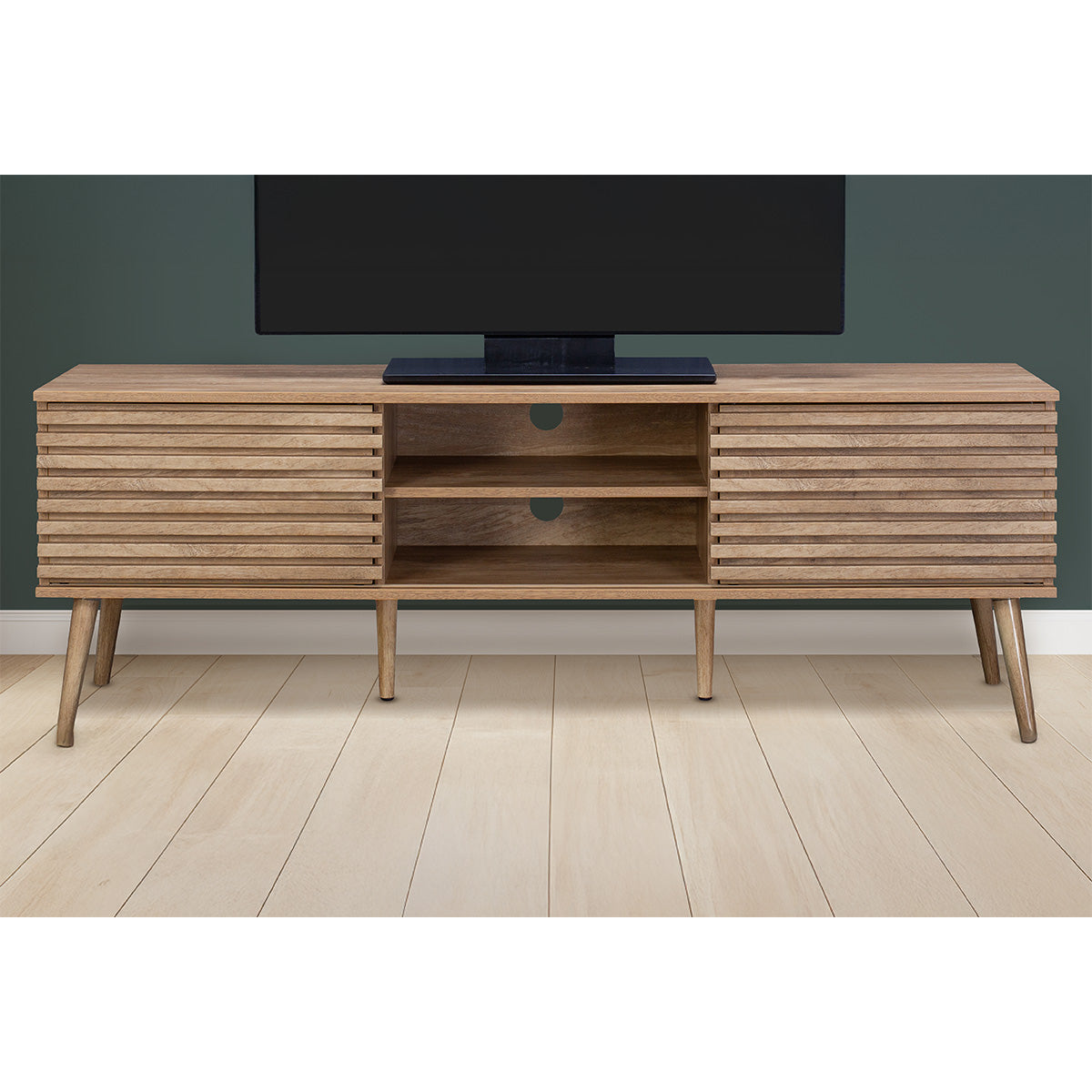 Kyoto TV Unit Natural 4 Shelves 2 Doors