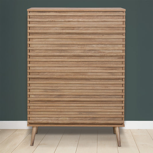 Kyoto Tall Chest of Drawers Natural 5 Drawers