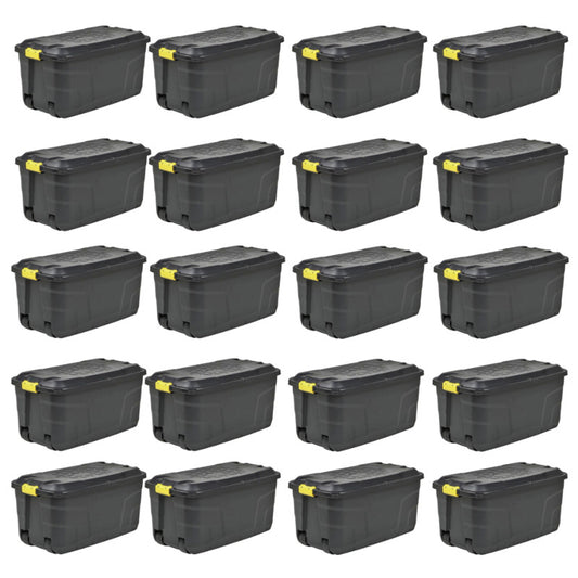 20 x Plastic Storage Box 145 Litres Extra Large - Black Heavy Duty by Strata