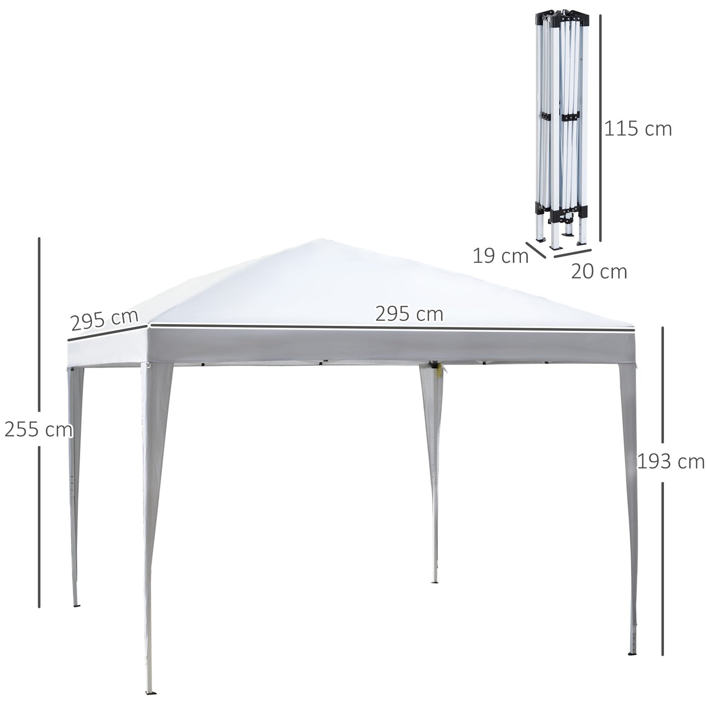 Outsunny 3 X 3M Garden Pop Up Gazebo Height Adjustable Marquee Party Tent Wedding Canopy With Carrying Bag White