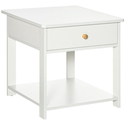 Homcom Classic Bedside Table With Drawer And Shelf - White