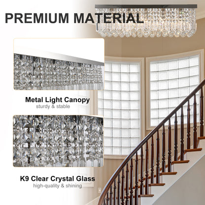 Homcom Modern Crystal Ceiling Light Square Chandelier for Home Office Hotel Silver