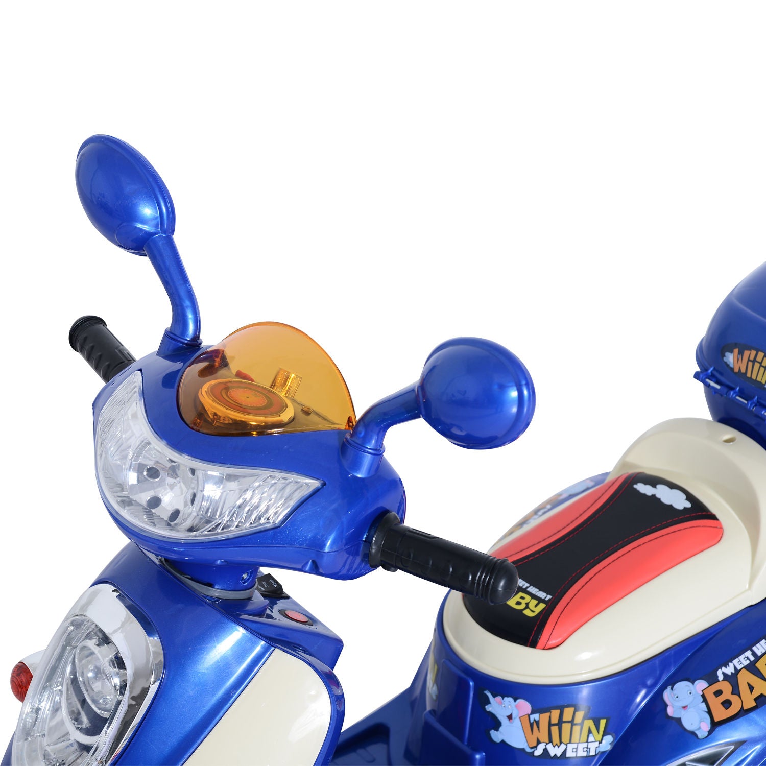 Homcom Plastic Music Playing Electric Ride-On Motorbike w/ Lights Blue