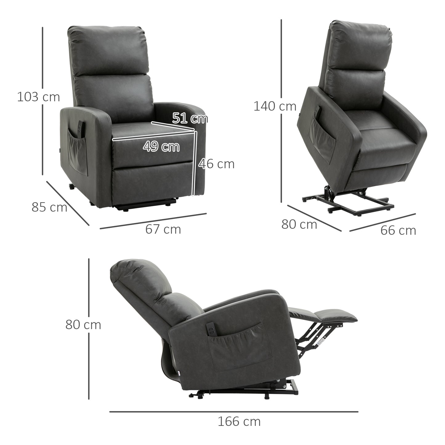 Homcom Linen-Look Electric Lift Recliner Chair - Grey