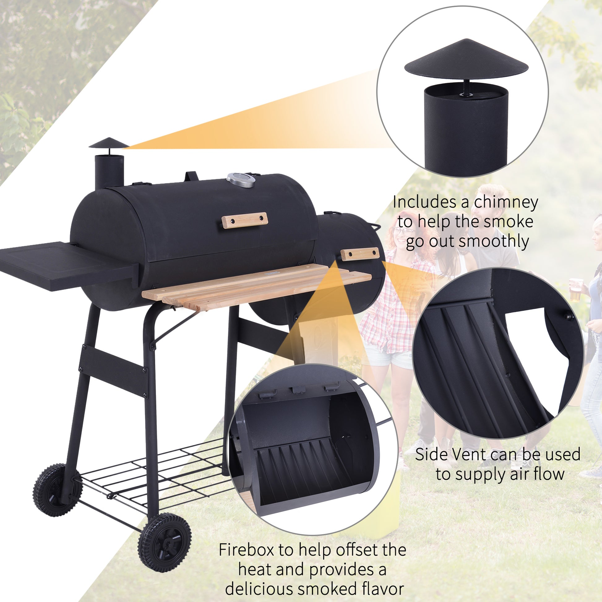 Outsunny Portable Charcoal BBQ Grill