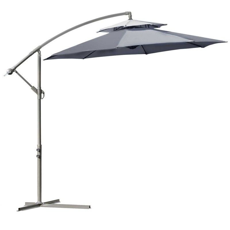 Outsunny 2.7M Garden Banana Parasol Cantilever Umbrella With Crank Handle