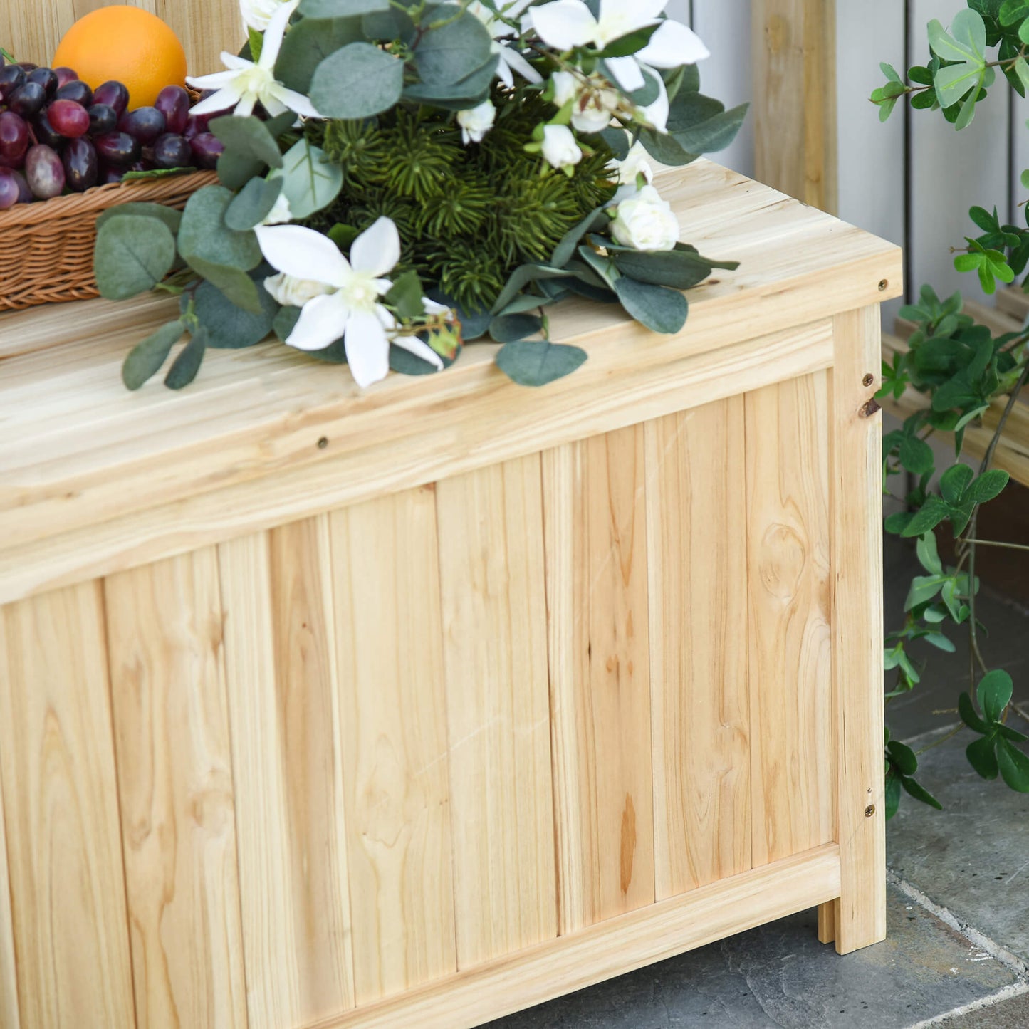Outsunny Wood Storage Bench for Patio Furniture