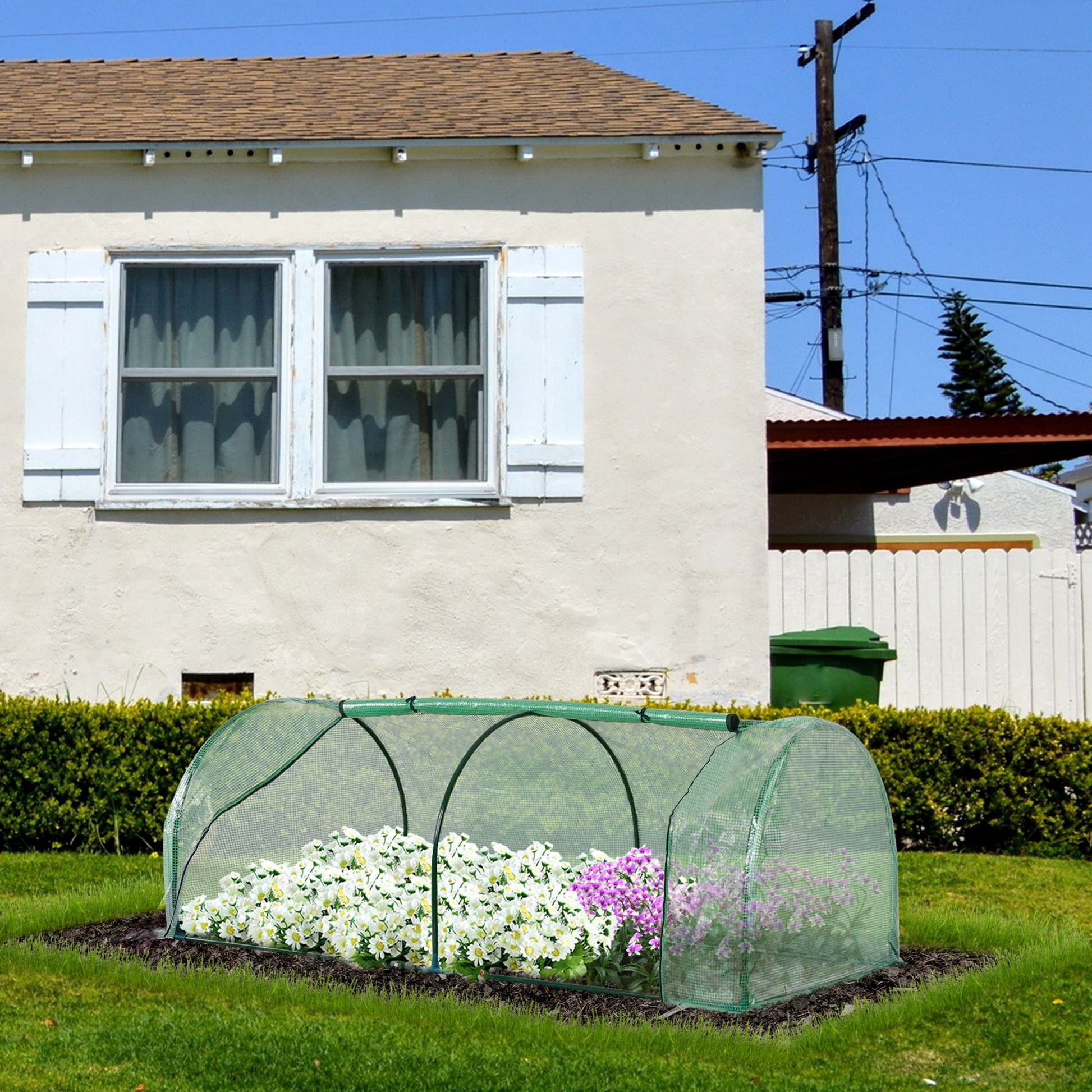 Outsunny Tunnel Greenhouse Green Grow House Steel Frame Garden Outdoor 200 x 100 x 80cm