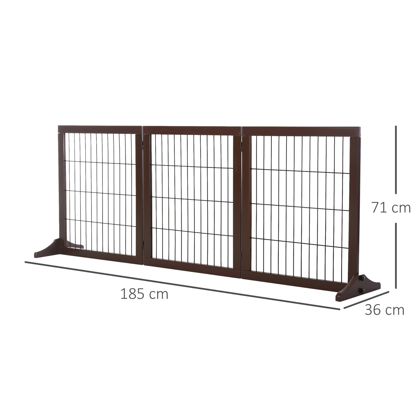 PawHut 3 Panel Pet Gate Pine Frame Indoor Foldable Dog Barrier w/Supporting Foot