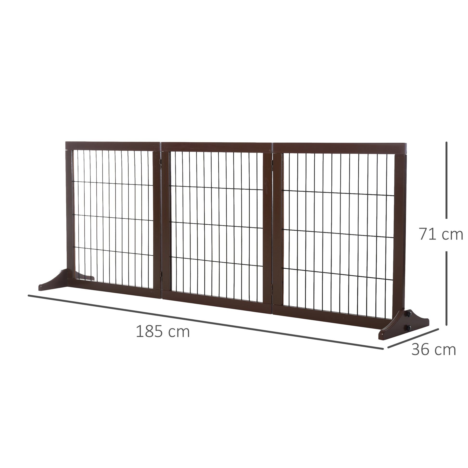 PawHut 3 Panel Pet Gate Pine Frame Indoor Foldable Dog Barrier w/Supporting Foot