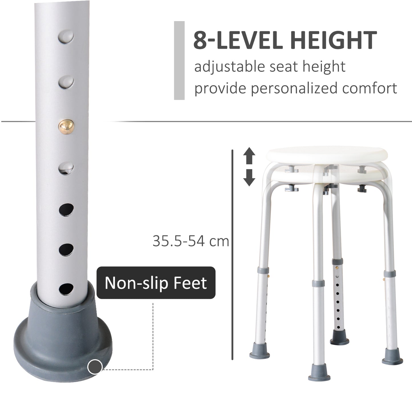 Homcom Adjustable Non-Slip Shower and Bath Stool