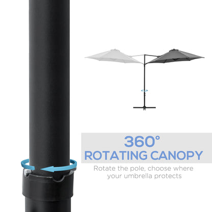 Outsunny 2.5M Garden Cantilever Parasol With 360 Rotation