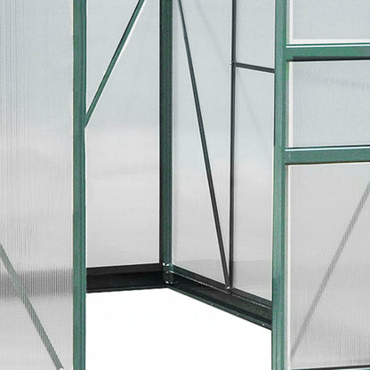 Outsunny Clear Polycarbonate Greenhouse Large Walk-In Green House Garden Plants Grow Galvanized Base Aluminium Frame w/ Slide Door (6 x 8ft)