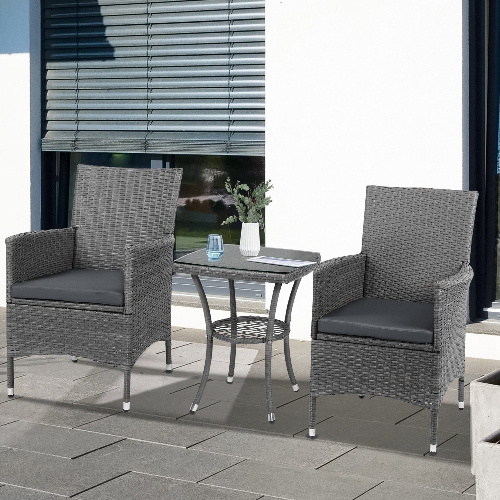 Outsunny Three-Piece Rattan Chair Set