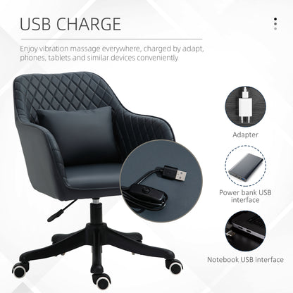 Vinsetto PU Leather Office Chair with Rechargeable Electric Vibration Massage Lumbar Pillow