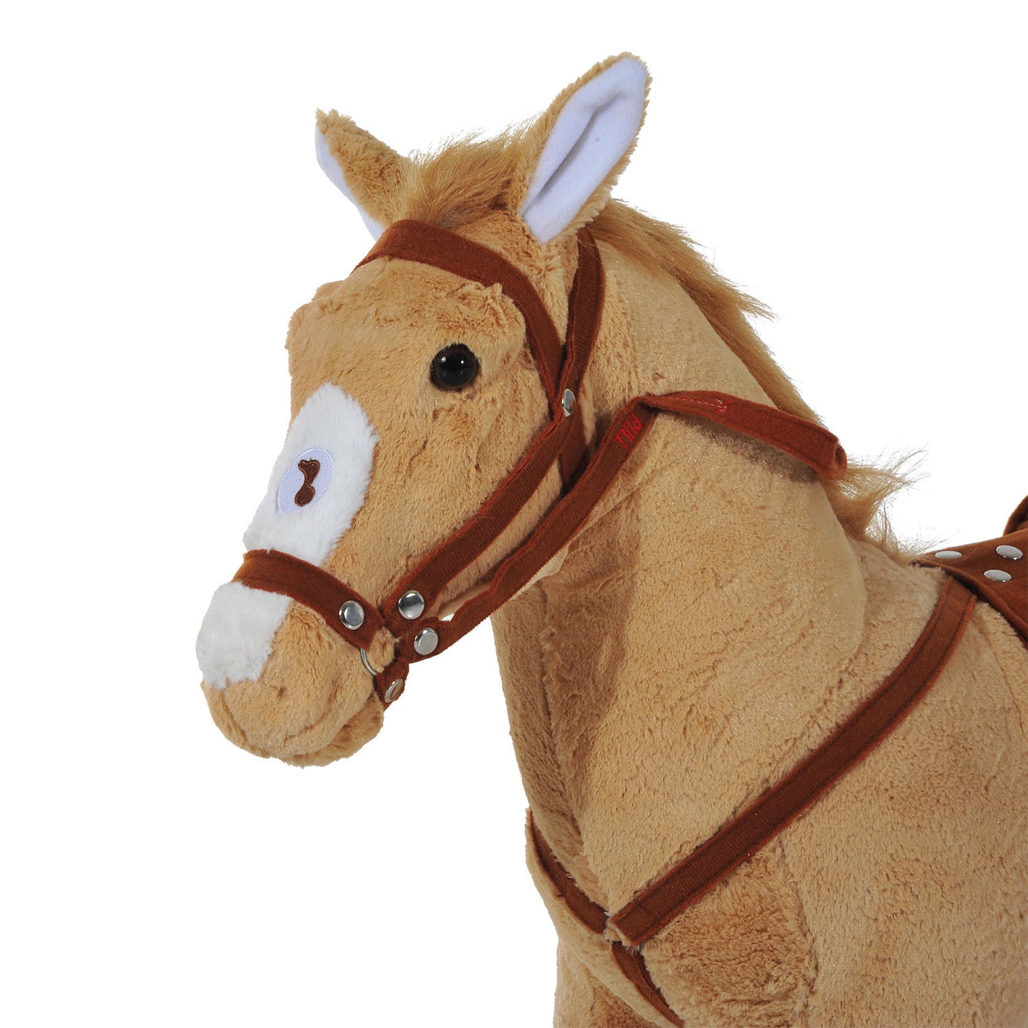 Homcom Children'S Plush Sound Effects Riding Horse Beige-Brown