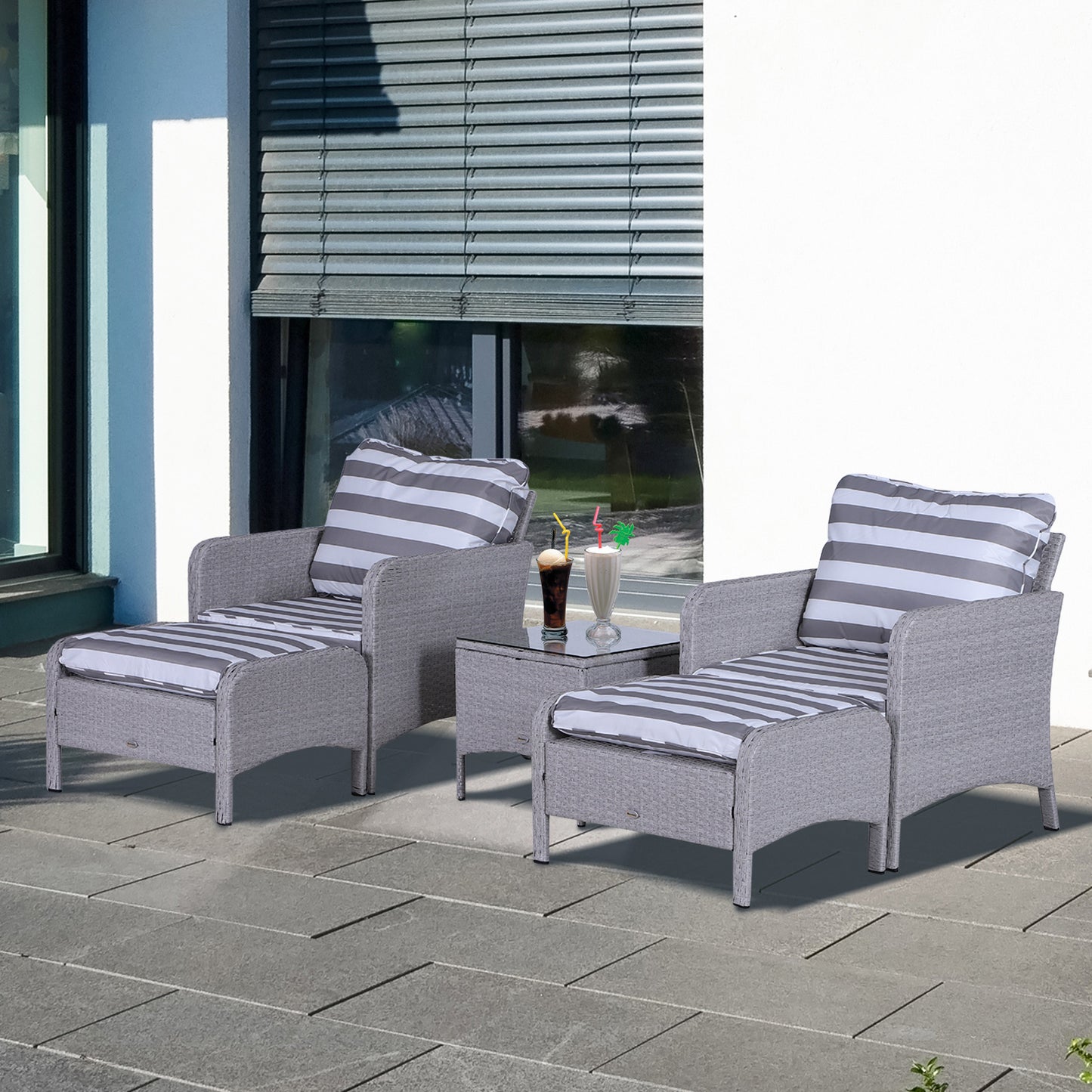 Outsunny 5 Pcs Pe Rattan Garden Furniture Set