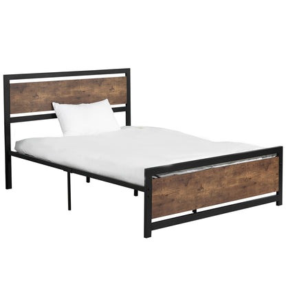 Homcom Full Bed Frame Twin Size Metal Bed w/ Headboard