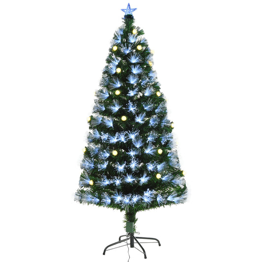 Homcom 6FT White Light Artificial Christmas Tree with 230 LEDs Star Topper Tri-Base Full Bodied Seasonal Decoration