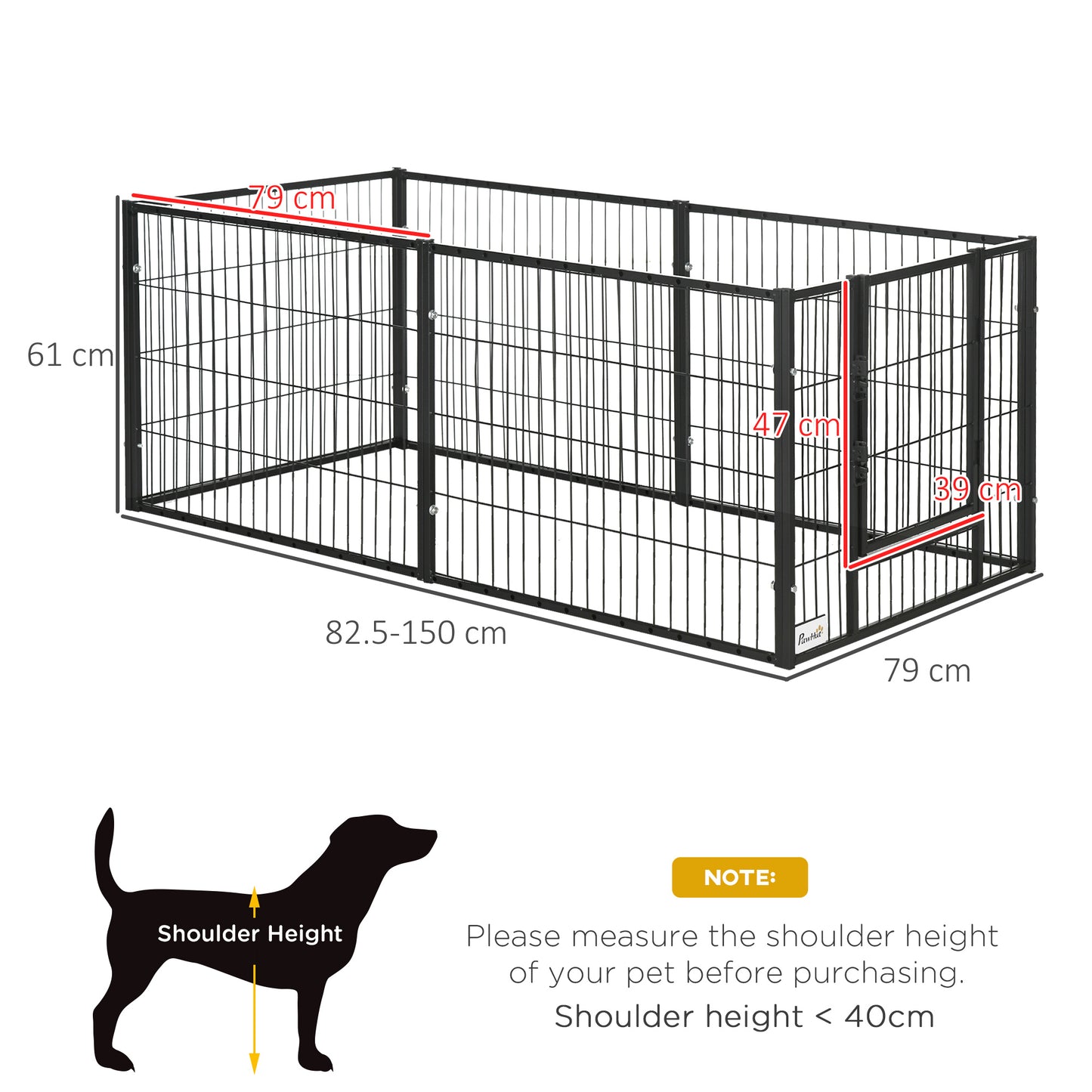 PawHut 82.5-150 x 61cm Heavy Duty Pet Playpen