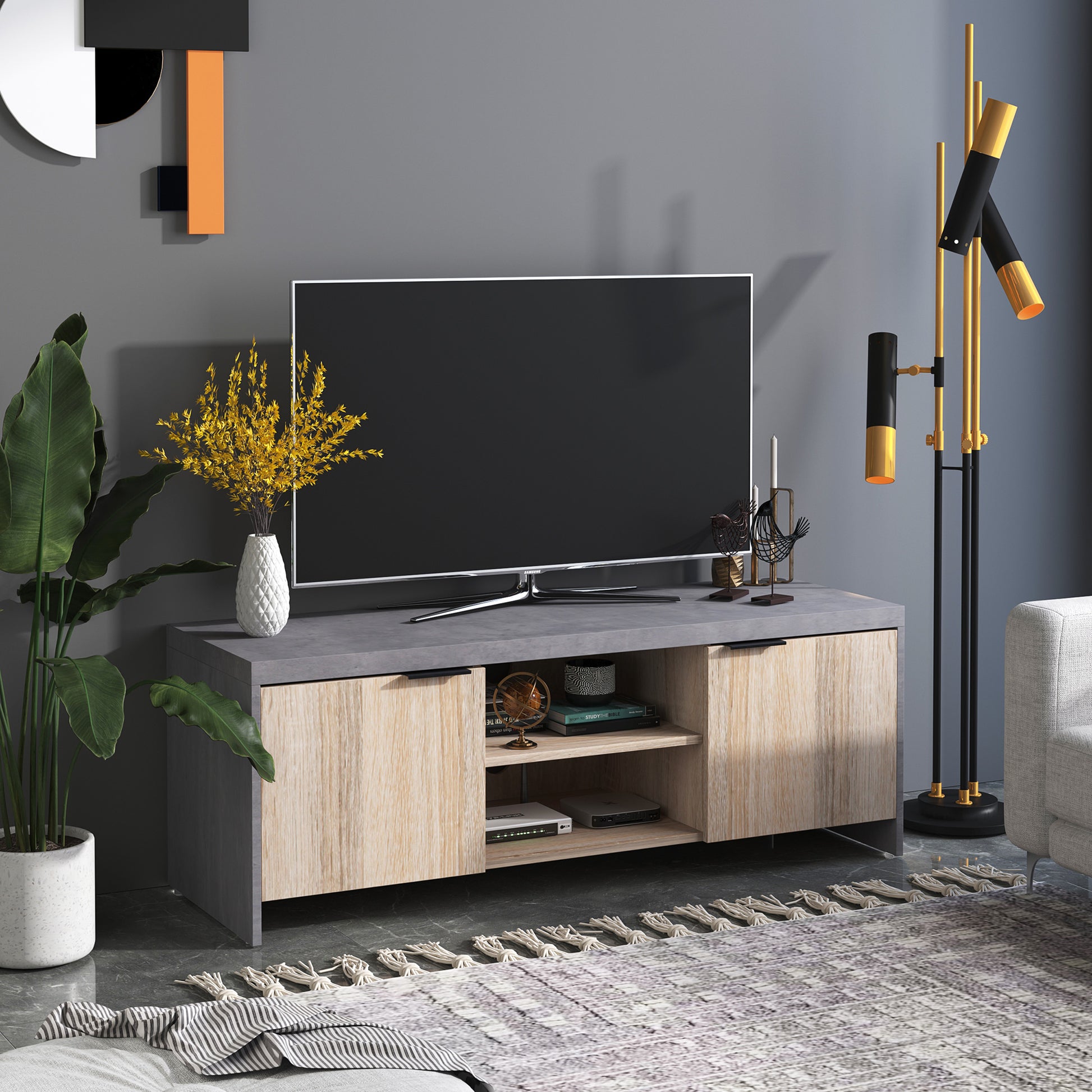 Homcom Marble-Effect Frame TV Unit