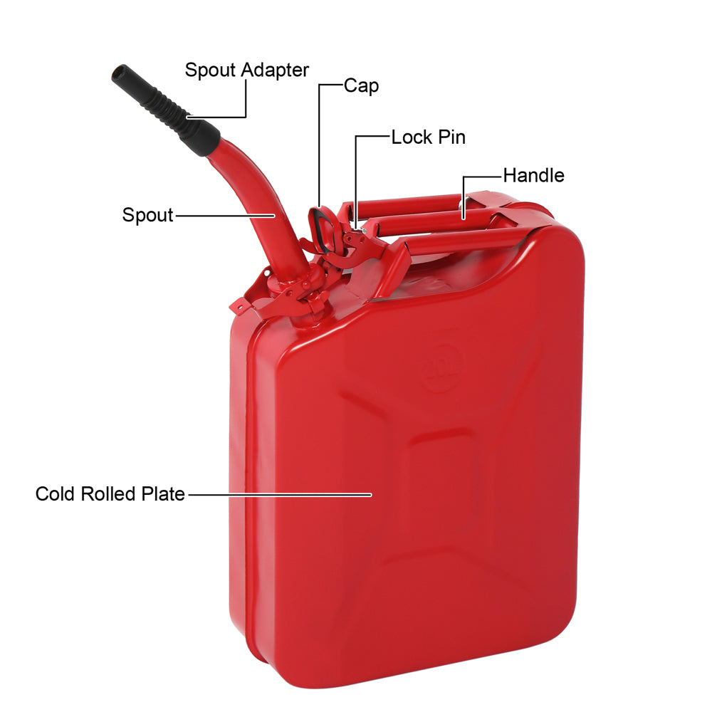 20L US Standard Cold-rolled Plate Petrol Diesel Can Gasoline Bucket with Oil Pipe Red