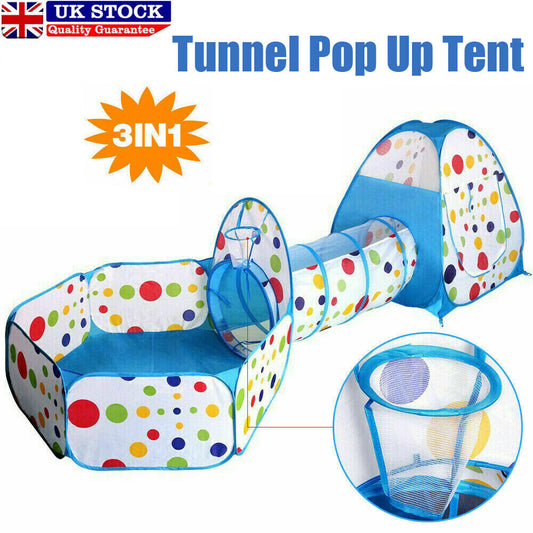 3 in1 Kids Play Tent Baby Tunnel Ocean Ball Pit Toy Playhouse Playhouse for Kids