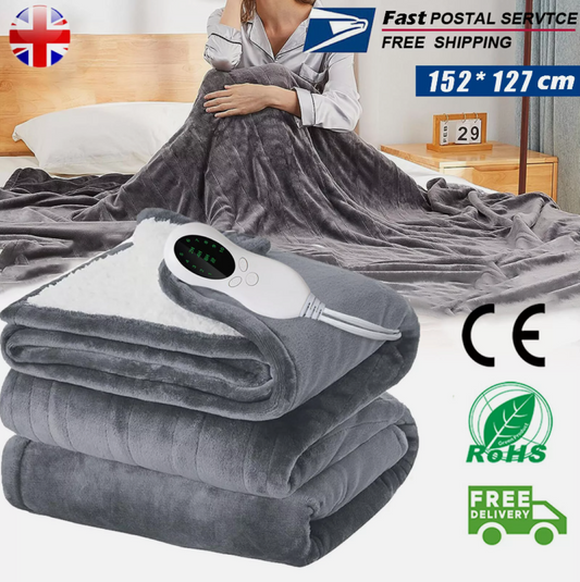 Electric Heated Throw Over Blanket Digital Control Large Warm Fleece Washable UK