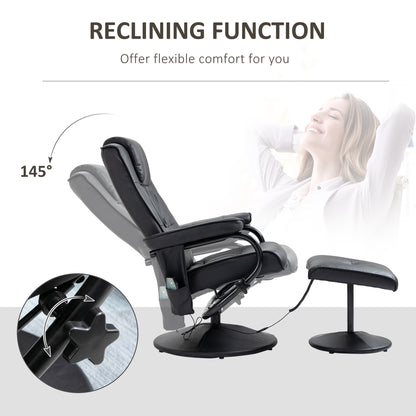 Homcom Manual Sofa Reclining Armchair PU Leather Massage Recliner Chair and Ottoman