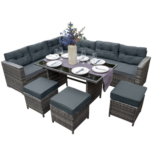 Rattan Corner Set - Grey