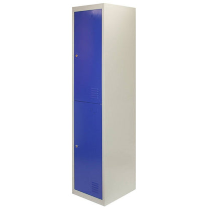 Steel Lockers 6 Compartments 180cm - Grey & Blue Set Of Three Flatpack by Raven