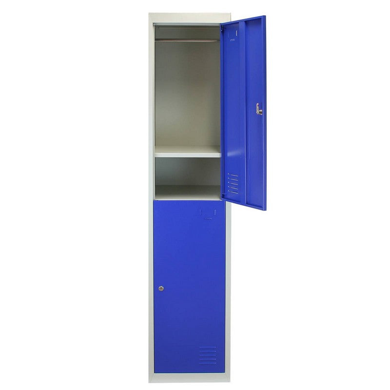 Steel Lockers 6 Compartments 180cm - Grey & Blue Set Of Three Flatpack by Raven