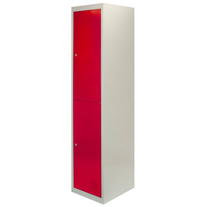 Steel Lockers 6 Compartments 180cm - Grey & Red Set Of Three Flatpack by Raven