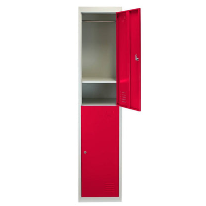 Steel Lockers 6 Compartments 180cm - Grey & Red Set Of Three Flatpack by Raven