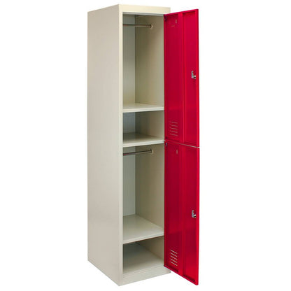 Steel Locker 2 Compartments 180cm - Grey & Red Flatpack by Raven