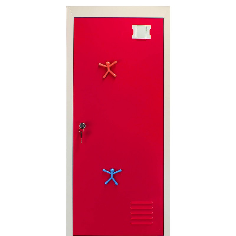 Steel Locker 2 Compartments 180cm - Grey & Red Flatpack by Raven