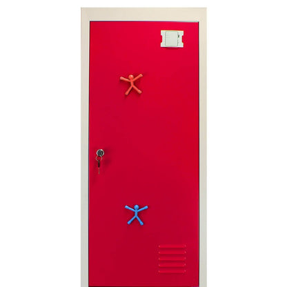 Steel Locker 2 Compartments 180cm - Grey & Red Flatpack by Raven