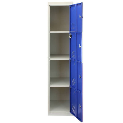 Steel Lockers 12 Compartments 180cm - Grey & Blue Set Of Three Flatpack by Raven