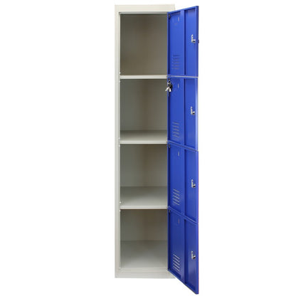 Steel Locker 4 Compartments 180cm - Grey & Blue Flatpack by Raven